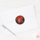 Goud en rood Monogram U Envelope Seal Ronde Sticker (Envelop)