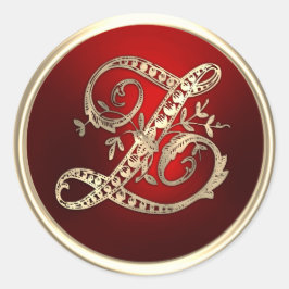 Goud en rood monogram Z-envelop Ronde Sticker