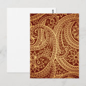 Goud en rood paisley briefkaart (Voorkant / Achterkant)