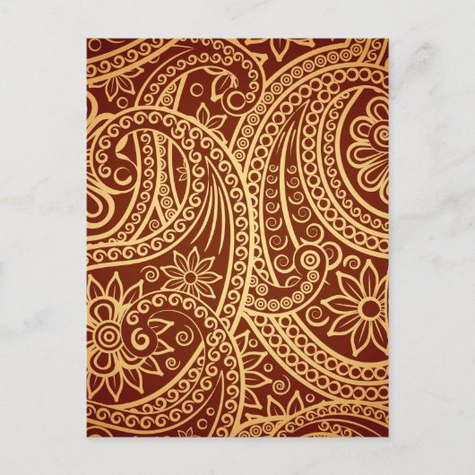 Goud en rood paisley briefkaart (Voorkant)