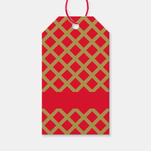 Goud en rood rooster cadeaulabel (Voorkant)