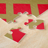 Goud en rood rooster legpuzzel (Zijkant)