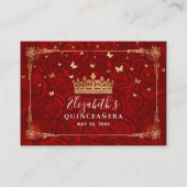 Goud en rood Rose Perkament Elegante Details Informatiekaartje (Achterkant)