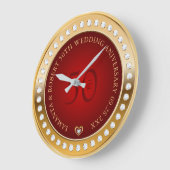 Goud en Rood Wit Diamanten Monogram Grote Klok (Hoek)