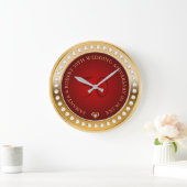 Goud en Rood Wit Diamanten Monogram Grote Klok (Huis)