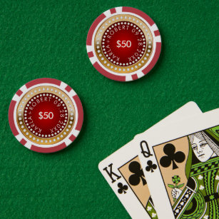 Goud en Rood Wit Diamanten Monogram Poker Chips