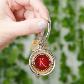 Goud en Rood Wit Diamanten Monogram Sleutelhanger (Hand)