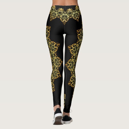 Goud en Roos Goud Abstract Prismatic Design Leggings (Achterkant)