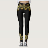 Goud en Roos Goud Abstract Prismatic Design Leggings (Voorkant)