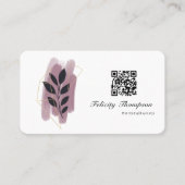 Goud en Roos Gouden Borstelstreken QR Code Visitekaartje (Voorkant)