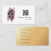 Goud en Roos Gouden Borstelstreken QR Code Visitekaartje (Voorkant / Achterkant)