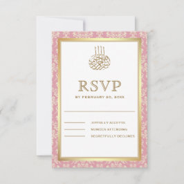 Goud en Roos Roze Damask islamitische moslim RSVP Kaartje