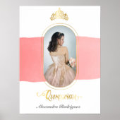 Goud en Roos Roze foto Quinceanera Poster (Voorkant)