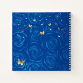 Goud en Royal Blue Rozen Foto Quinceanera Gast Notitieboek (Achterkant)