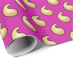 Goud en royal paarse paisley cadeaupapier