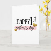 Goud en roze 1e Moederdag Kaart (Gele Bloem)