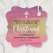 Goud en roze Abstract meisje doopsel dank u Bedankjes Labels (Achterkant)