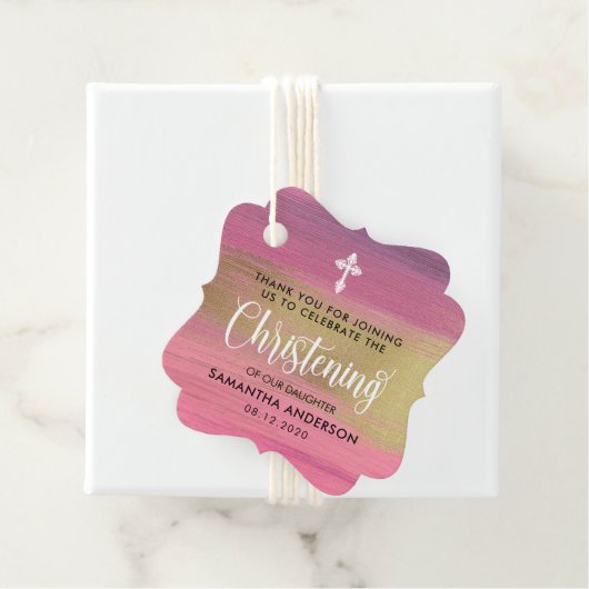 Goud en roze Abstract meisje doopsel dank u Bedankjes Labels (In situ)