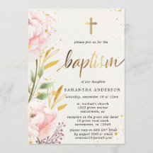 Goud En Roze Aquarel Meisje Doop