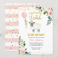 Goud en roze Baby shower met zoete kleine lammeren