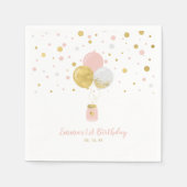 Goud en roze | Ballons en Confetti-meisje-verjaard Servet (Voorkant)