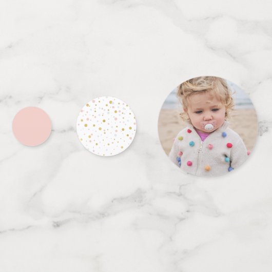 Goud en roze | Balloons meisje 1e verjaardag Confetti (Voorkanten)