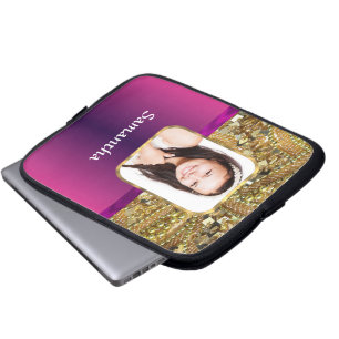 Goud en roze bling laptop sleeve