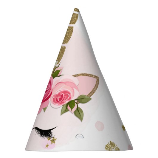 Goud en roze bloem feesthoedjes (Rechts)