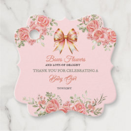 Goud en Roze Bloemen Boog Baby shower Dank U Bedankjes Labels