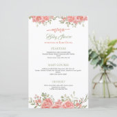 Goud en Roze Bloemen Boog Baby shower Menu (Staand voorkant)