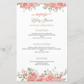 Goud en Roze Bloemen Boog Baby shower Menu (Voorkant)
