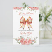 Goud en Roze Bloemen Bow Baby shower Bedankkaart (Staand voorkant)