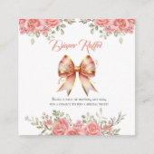 Goud en roze Bloemen Bow Baby shower Luier Raffel Informatiekaartje (Voorkant)