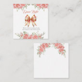 Goud en roze Bloemen Bow Baby shower Luier Raffel Informatiekaartje (Voorkant / Achterkant)