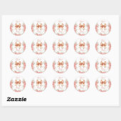 Goud en Roze Bloemen Bow Baby shower Ronde Sticker (Vel)