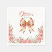 Goud en Roze Bloemen Bow Baby shower Servet (Voorkant)
