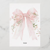 Goud en Roze Bloemen Bow Boy Doop Elegant Folie Uitnodiging (Achterkant)