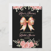 Goud en Roze Bloemen Bow Vrijgezellenfeest Kaart (Voorkant)
