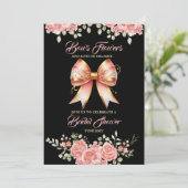 Goud en Roze Bloemen Bow Vrijgezellenfeest Kaart (Staand voorkant)