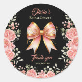 Goud en Roze Bloemen Bow Vrijgezellenfeest Ronde Sticker (Voorkant)