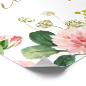 Goud en roze bloemen bruidsfeest welkomstposter poster (Hoek)