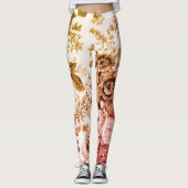 Goud en Roze  Botanische Floral Toile No.3 Leggings (Voorkant)