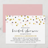 Goud en Roze Confetti Vrijgezellenfeest Kaart (Voorkant / Achterkant)