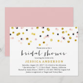 Goud en Roze Confetti Vrijgezellenfeest Kaart (Voorkant / Achterkant)