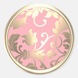 Goud en roze Damask Envelope Seal Ronde Sticker