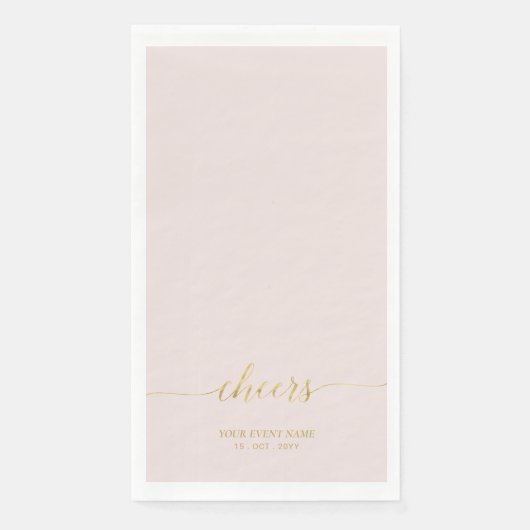 Goud en roze | Elegant Lettering Cheers Custom Servet (Voorkant)