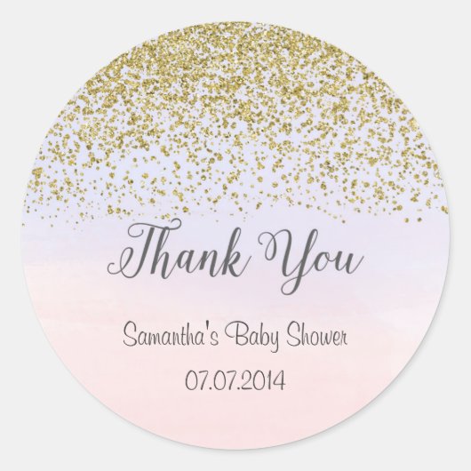 Goud en Roze en Blauw Baby showers Sticker (Voorkant)