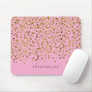 Goud en Roze Glam Confetti Muismat