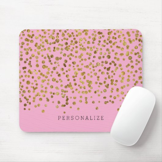 Goud en Roze Glam Confetti Muismat (Met muis)