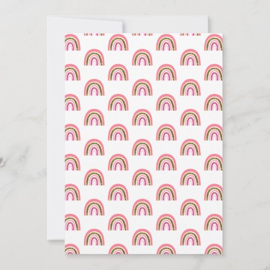 Goud en Roze Glitter Schattige Regenboog Baby show Kaart (Achterkant)